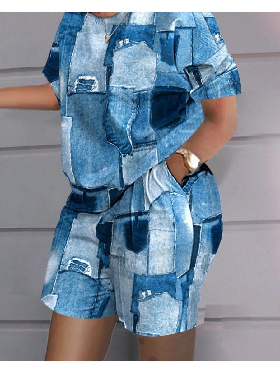 

Літня популярна футболка з 3d-принтом + шорти, комплекти з 2 предметів, модний повсякденний жіночий короткий костюм, м’який спортивний костюм для бігу, трендовий одяг, одяг 3XL