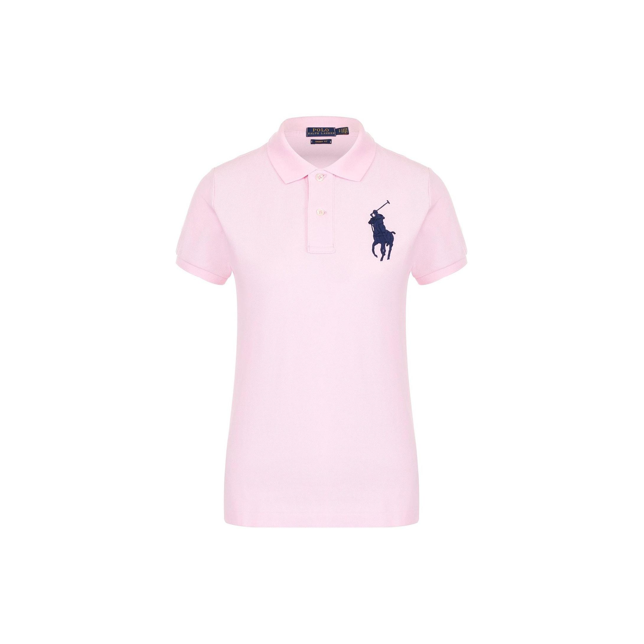 Ralph Lauren Big Pony Embroidery Solid Cotton Mesh Double Button Pullover Short Sleeve Ribbed Cuff Polo Shirt Slim Fit Women Pink 211505656-081 XS