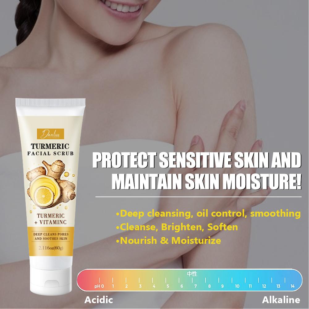 60g Turmeric Facial Scrub-Rich In Vitamin and Turmeric Extract-Smoothing and Cleaning Dry & Oily Skin-Suitable For All Skin Types
