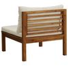 Modular Center Sofa with Cream White Cushions Acacia Wood