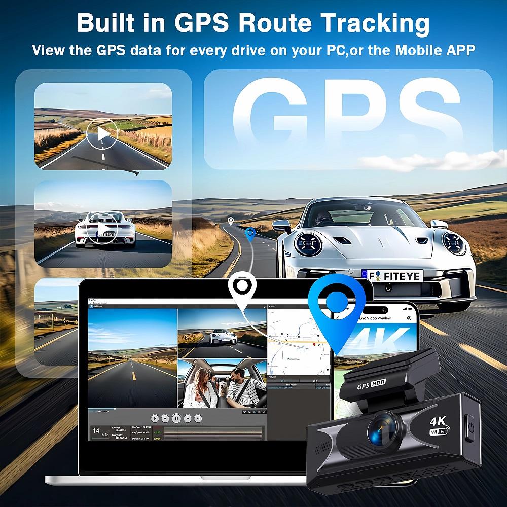 Ultra HD 4K+2.5K Car Front Dash Cam Mini WIFI DVR Black Box Room With 24H Parking Monitor Night Vision,GPS/Rear View Camera