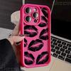 Custodia per Telefono in Morbido Silicone con Stampa Bacio Labbra Nere e Rosse per iPhone 16 Pro Max 15 14 Plus 11 12 13 7 8 Plus X XS XR 16E Cover