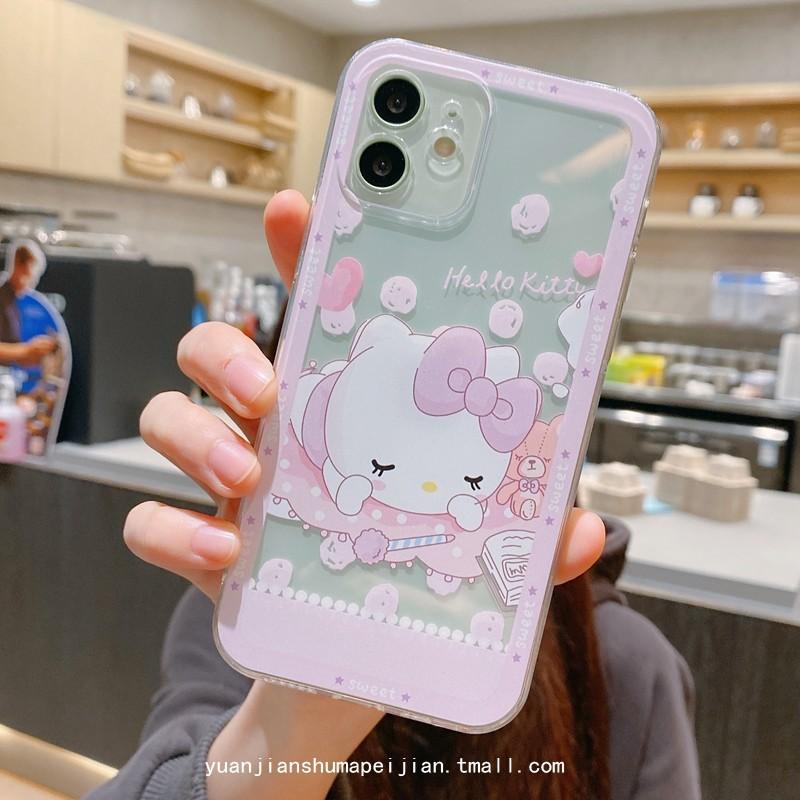 Cute cartoon kitty cat is suitable for iphone13 mobile phone case Apple 12pro women's 15pro transparent all-inclusive.