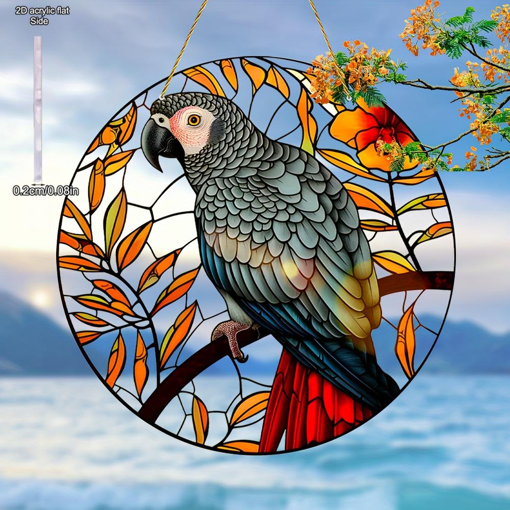 Red Tail Eagle Sunshine Catcher, Stained Glass Style, Animal Theme, Nurseries, Vintage Home Decor Wall for Bar Kitchen, Restaurant Shop Wall Decor, C