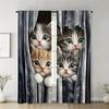 Artistic cat-printed curtains are suitable for bedrooms and living rooms   home decoration   and Christmas