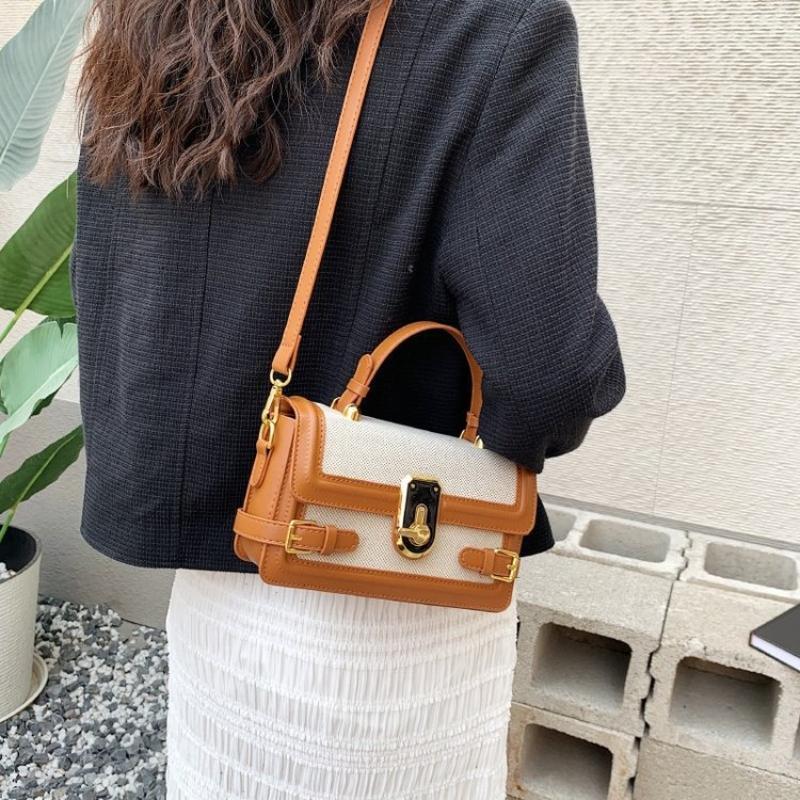 

Fashion Colorblocking Design Compact Bag Women S Hundred Handbag Compact Square Bag Shoulder Bag Retro Leisure Crossbody Pu Material