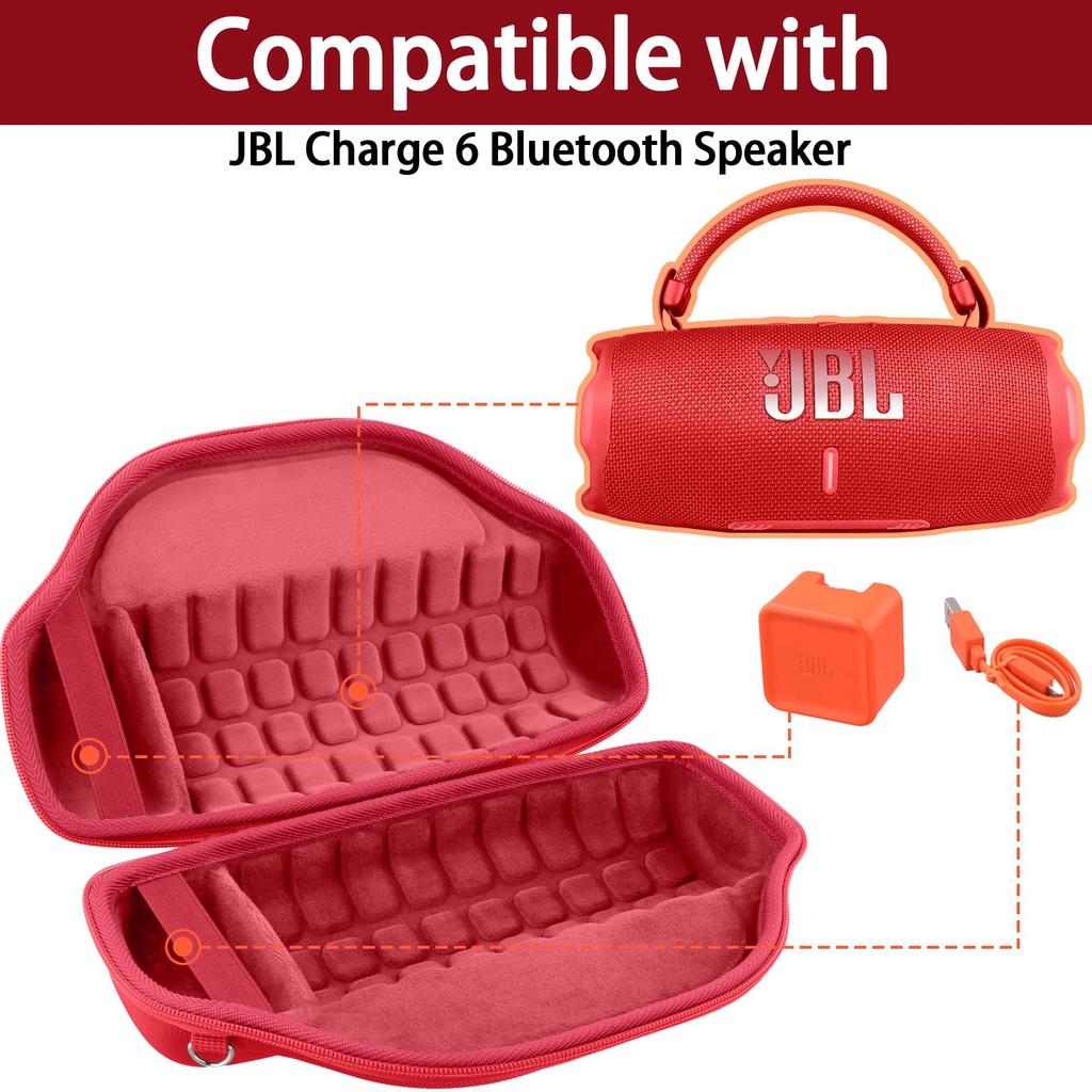 (Case Only) JBL Charge 6 Bluetooth Speaker Portable Storage Case, Red - co2CREA