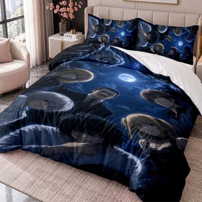 Conjunto de Roupa de Cama Death Note 3 Peças Capa de Edredom Com Duas Fronhas Para Quarto Decoração de Casa