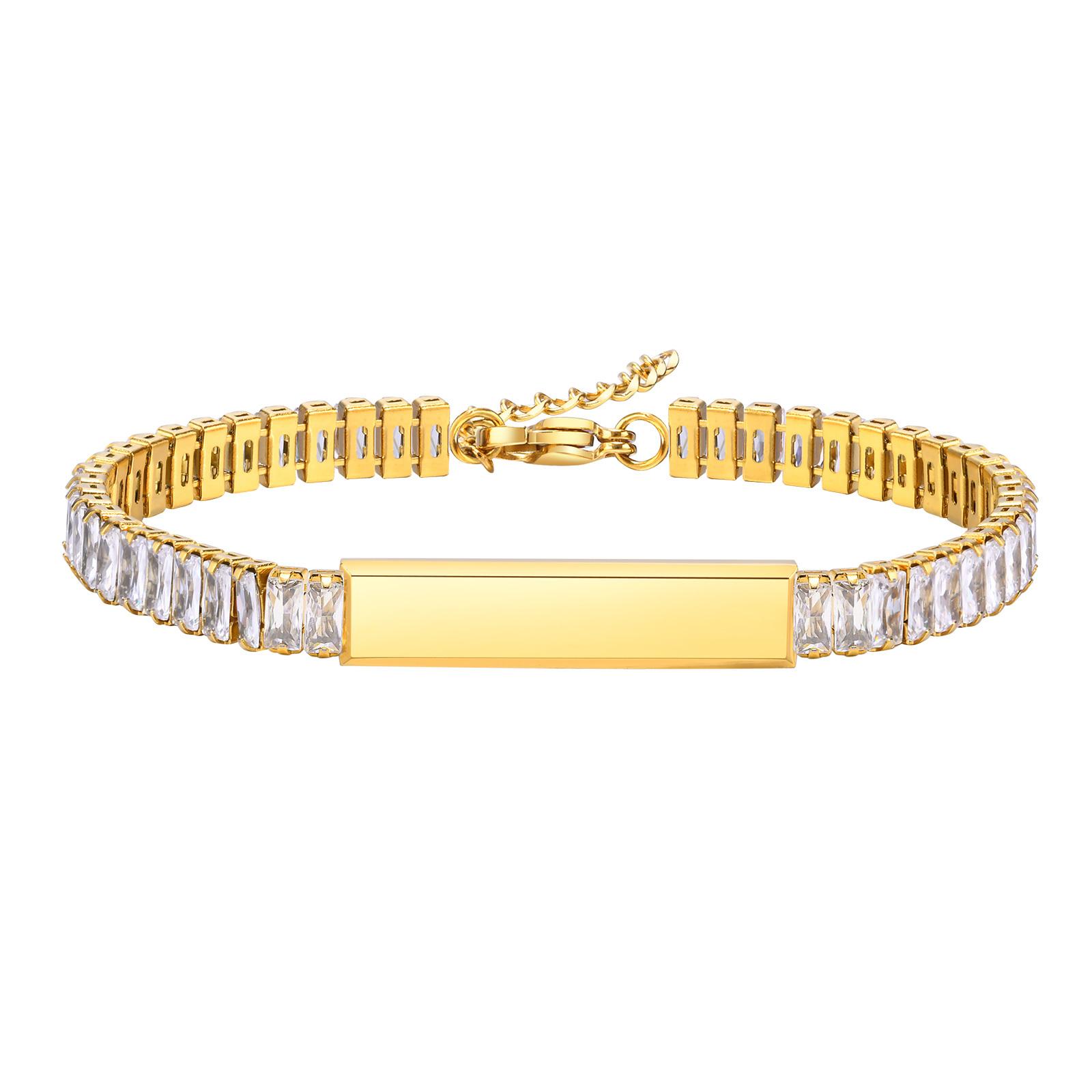 Free Custom Cubic Zirconia Bracelets for Women Friendship Couples Names Engraved Bracelet Personalized Christmas Gifts 21CM