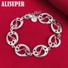 Bracelet chaîne en argent sterling 925 avec cœur d'amour