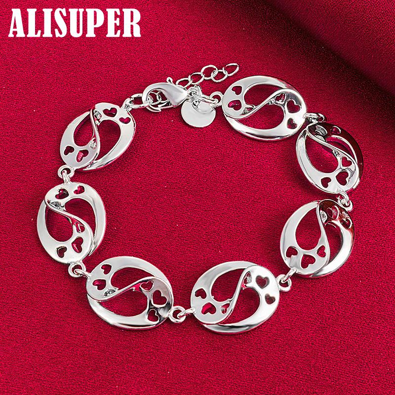 Bracelet chaîne en argent sterling 925 avec cœur d'amour