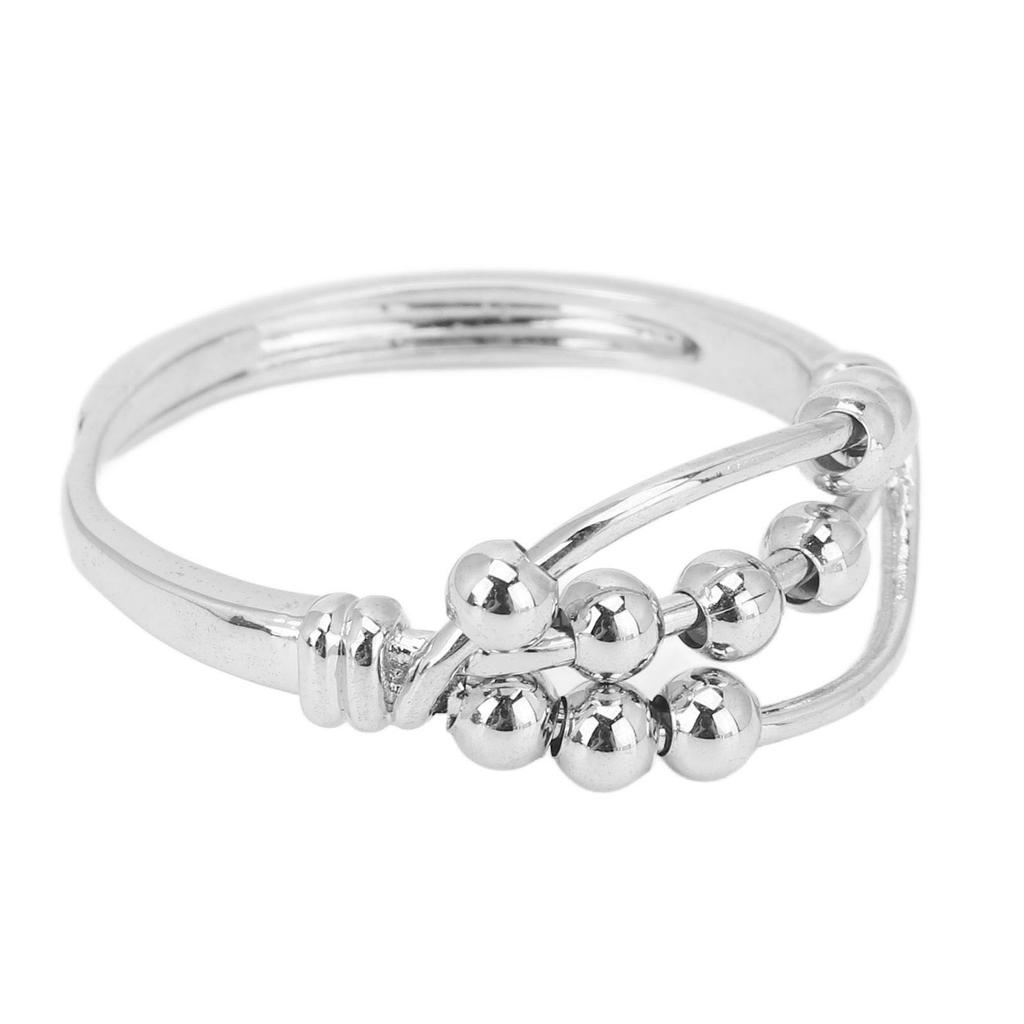 Anxiety Stress Relief Ring Retro Fashionable Elegant 3 Layer Rotating Bead Ring for Office Work Party