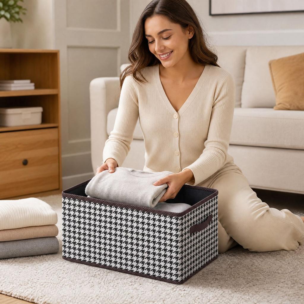 Folding Clothes Storage Basket for Closet and Bedroom Organization