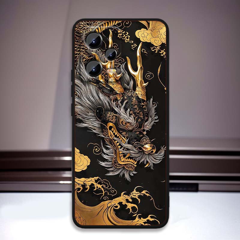 Fashion Dragon Illustration Phone Case For Xiaomi Redmi Note 15 14 13 12 12S 11E 11 11S Pro Plus 4G 5G Black Soft TPU