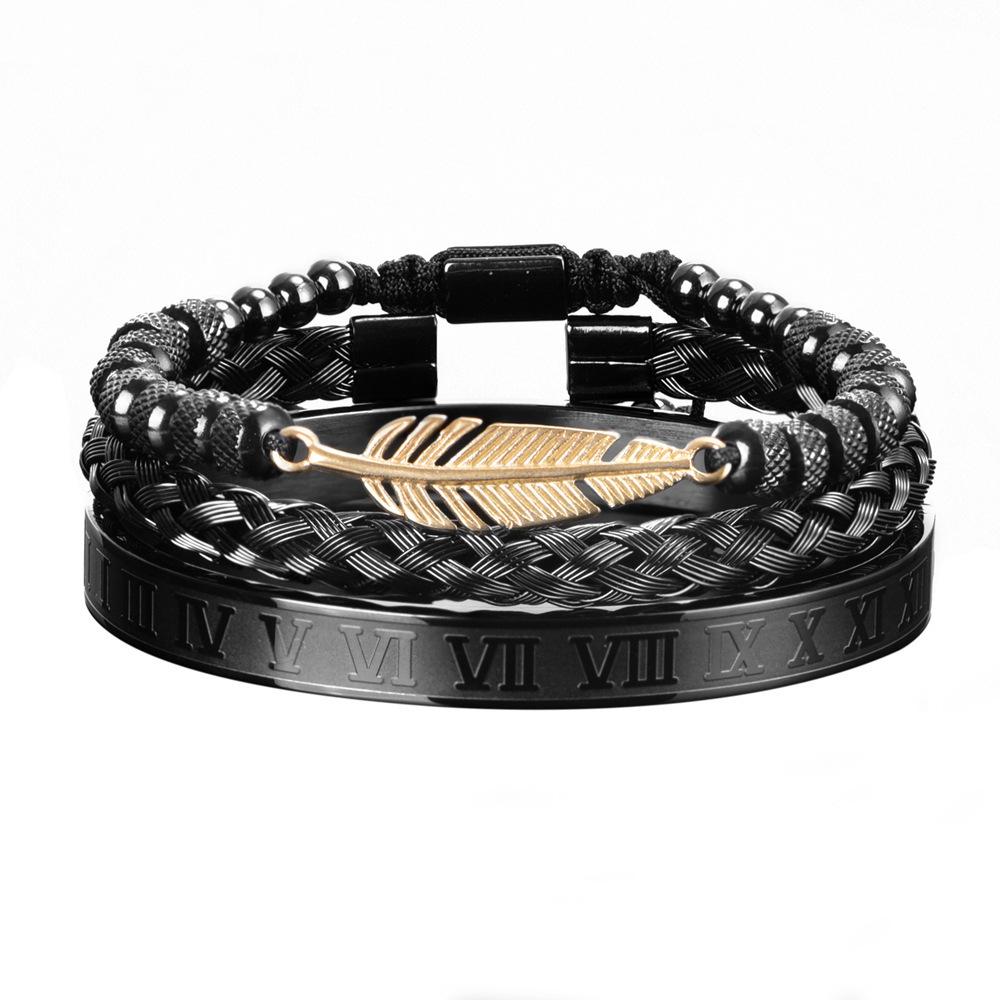 2026 Feather Bracelet European and American Reticulated Roman Numeral Bracelet Set
