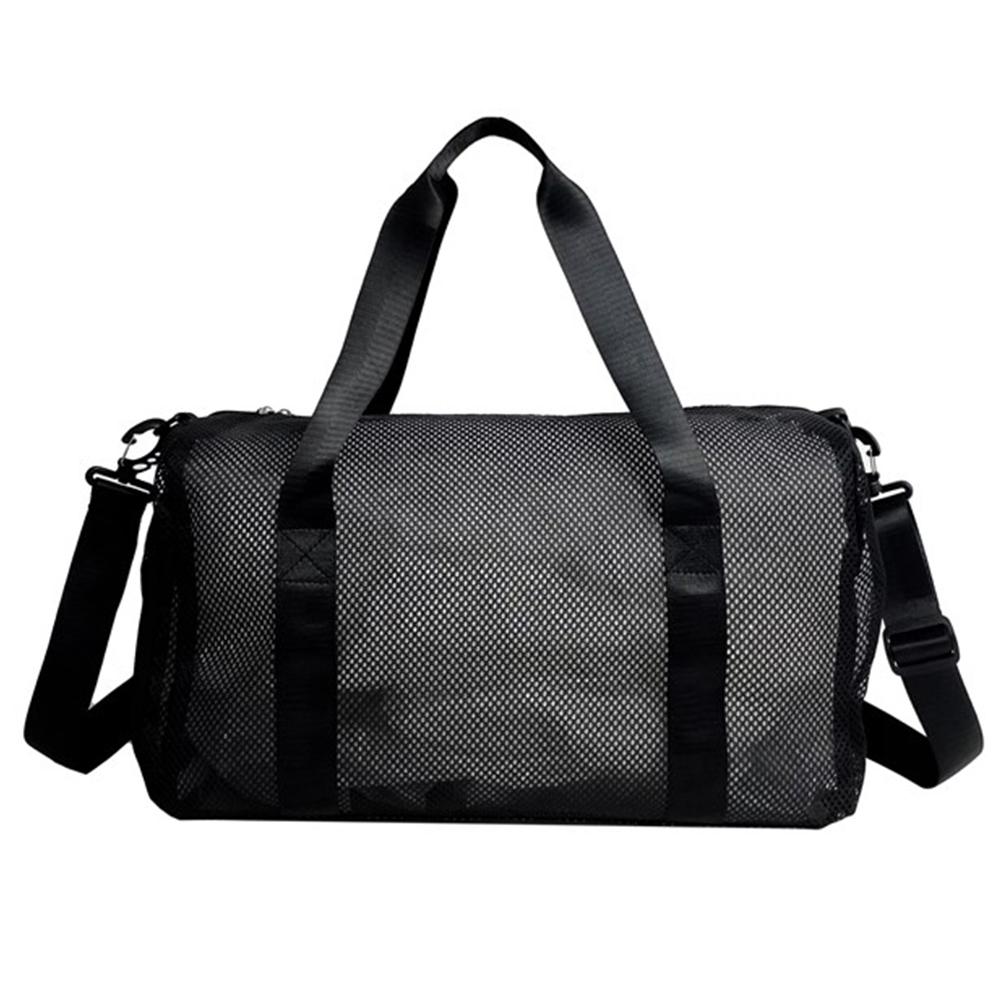 

Mesh Travel Duffle Bag Carry On Sport Bag with Shoe Compartment Fitness Messenger Bag Dry Wet Separation for Swim Beach Camp чорний