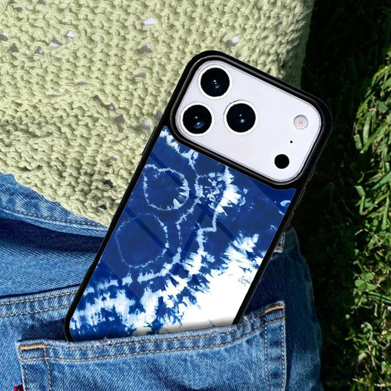 Shibori indigo Tie Dye Phone Case For iPhone 17 AIR 16 Pro Max 15 14 Pro 11 12 13 Shockproof Silicone Cover iPhone 13 Pro