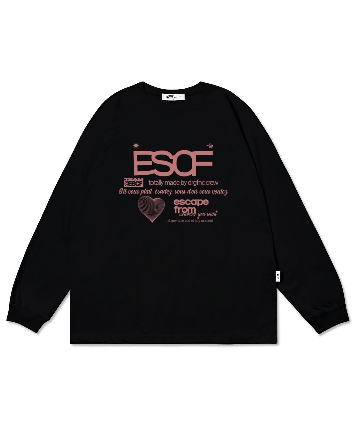 Escape From Brick Heart Crew Collection Print Long Sleeve All Black M