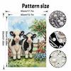 Handmade Framed Pearl Painting Set with Cute Farm Baby Cow Design 5D Shiny Bead Art Canvas Creative Craft for Home Wall Room Decor