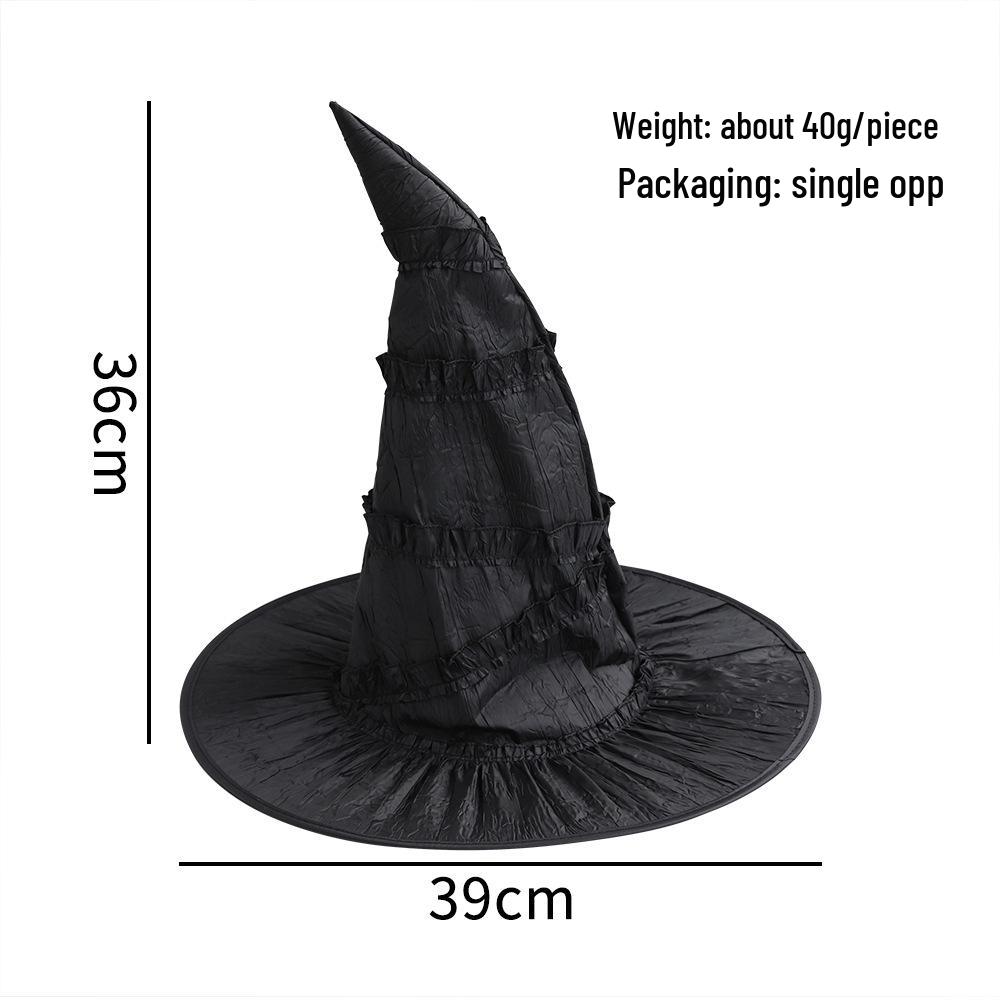 Black Ruffled Lace Velour Witch Hat with Harry Map Design