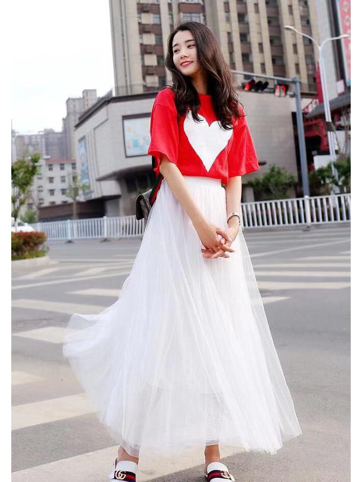 2023 Spring/Summer High-Waist Mesh Pleated Midi Skirt