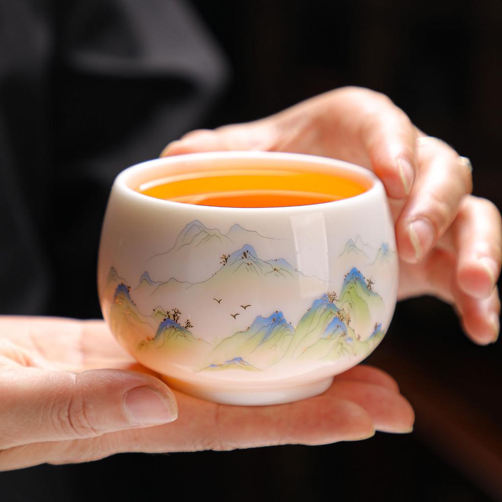 Suet Jade Dehua White Porcelain Teacup Master Cup Personal Special Tea Bowl High-end Single Cup Kung Fu Tea Cup Gift Box