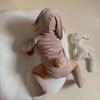 Ribbed Texture Bunny Costume Cotton Solid Baby Bodysuit Rabbit Romper Sets  Infant Girls