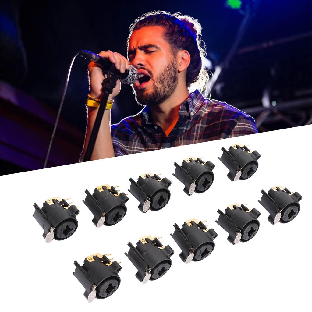 10pcs XLR Female Jack Socket Connector 6.5mm Panel Mount Socket Connector for AV Equipment Car Speak