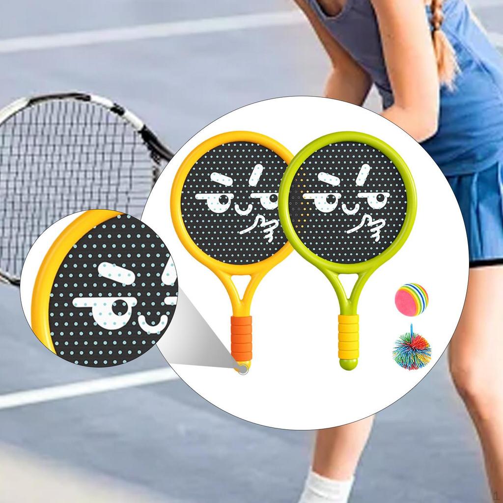 Paletki do rakietek, Piłeczki kauczukowe, Zestaw do gry, Gry na świeżym powietrzu, Lekkie, 2 rakietki, Sport dla I