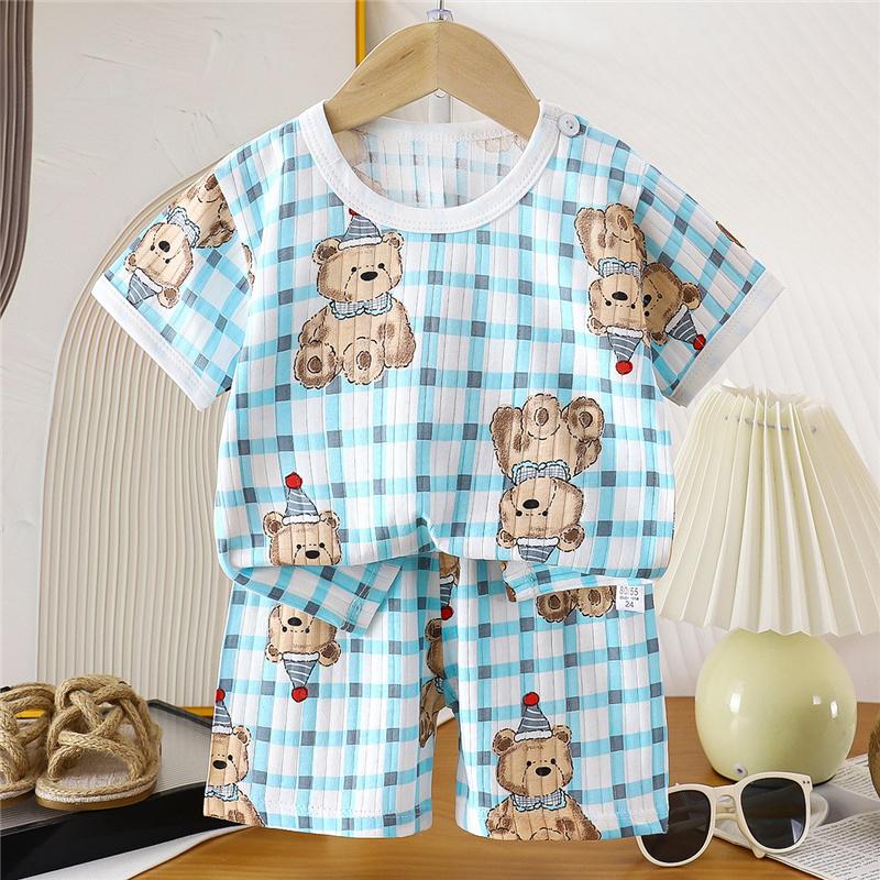 Kids Cotton Summer Outfit Set - Short Sleeve T-Shirt & Shorts 2-Piece Pajamas for Boys and Girls Clothing Sets
