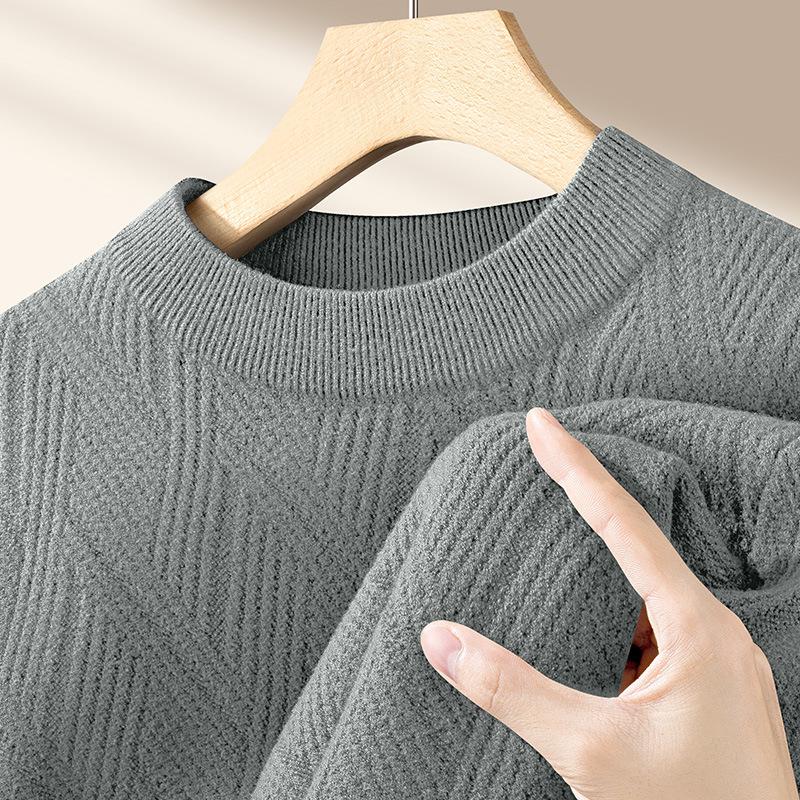 Men's Lyocell Wool Crew Neck Sweater - Warm, Light, Mature Style Knitwear