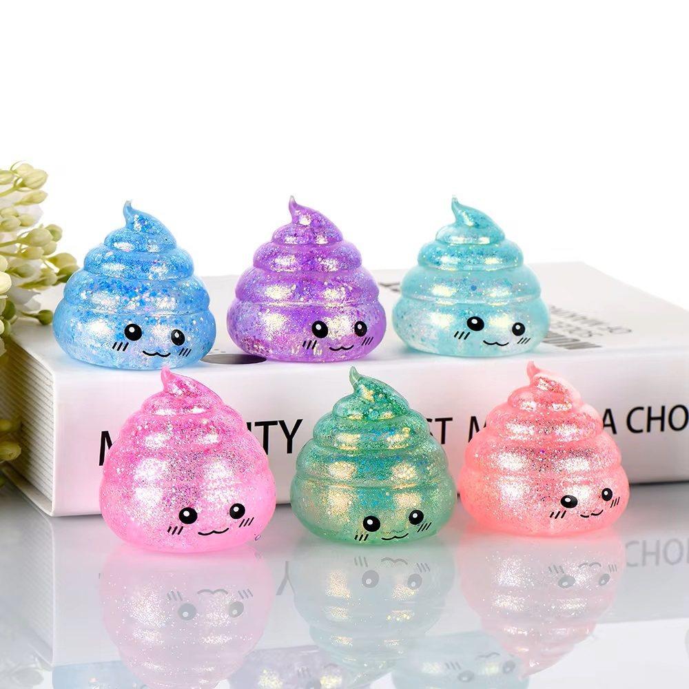Novelty Squishy Poo Stress Ball Squishies Toys Glitter Funny Stretch Squeeze Fidget Toys Fans Gift