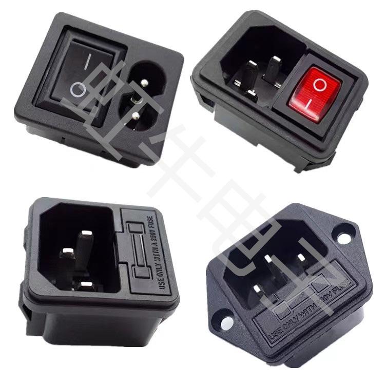 AC-03 C13 Socket with 10A Fuse and Panel Mount Ear Screw Holes