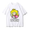 Super Mario Princess Peach T-shirt Men and Women Cotton Y2K Clothing Fashion Breathable Anime Fans Short Sleeve Tops Streetwear