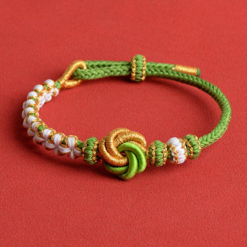 Bracciale Mandala Nodo Chang Rosa Fatto a Mano - Portafortuna Fai da Te Accessorio Gioiello con Corda Intrecciata