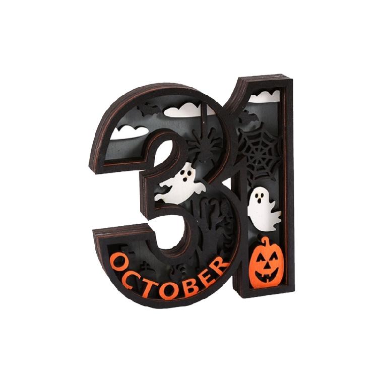 Children's Halloween Countdown Advent Calendar with LED Light for Home Decors Daily Changeable Wall Decors for Kids