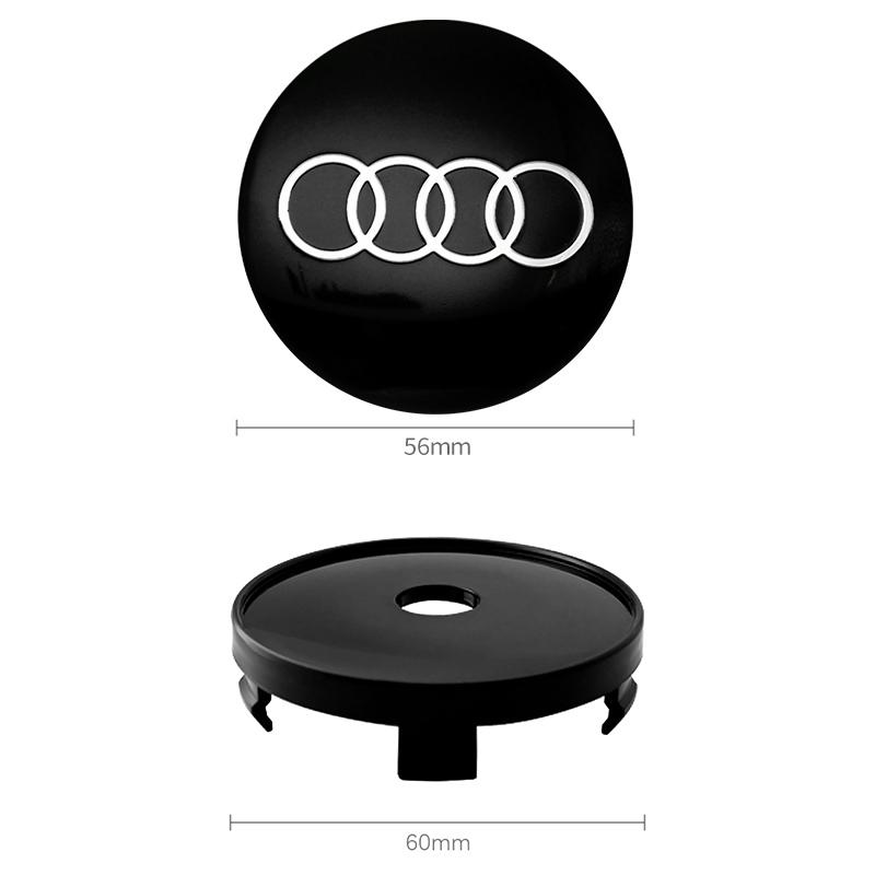 4Pcs 56+60mm Car Wheel Center Hub Caps Stickers Auto Rim Cover Accessories For 0vhbm S line RS Quattro A3 A4 A6 A5 Q5 A1 Q7 Q3 Q2 vhbm0
