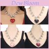 Geometric Heart Pendant Necklace For Women With Glass Charm In Vintage Style