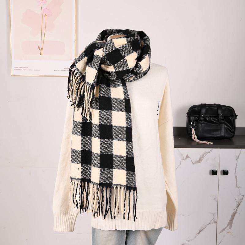 Hochwertiger Schal im koreanischen Stil mit Karomuster: Warmer, verdickter Kaschmir-ähnlicher Schal für Studenten und Paare
