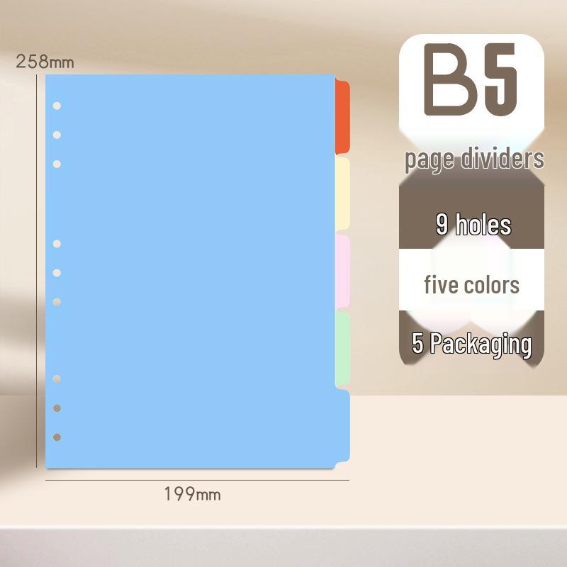 Colorful Index Divider Paper for A4 and B5, 11-Hole and 9-Hole Options, Numbered and Multi-Page Classifications