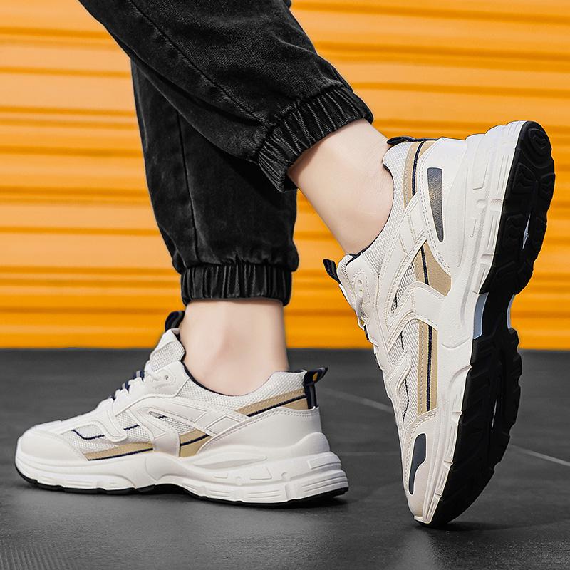 Men's casual running shoes breathable mesh soft sole sports shoes four season student comfort outdoor sports shoes male sneakers