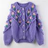 2023 Handmade Three-Dimensional Rose Pearl Button Cardigan for Women