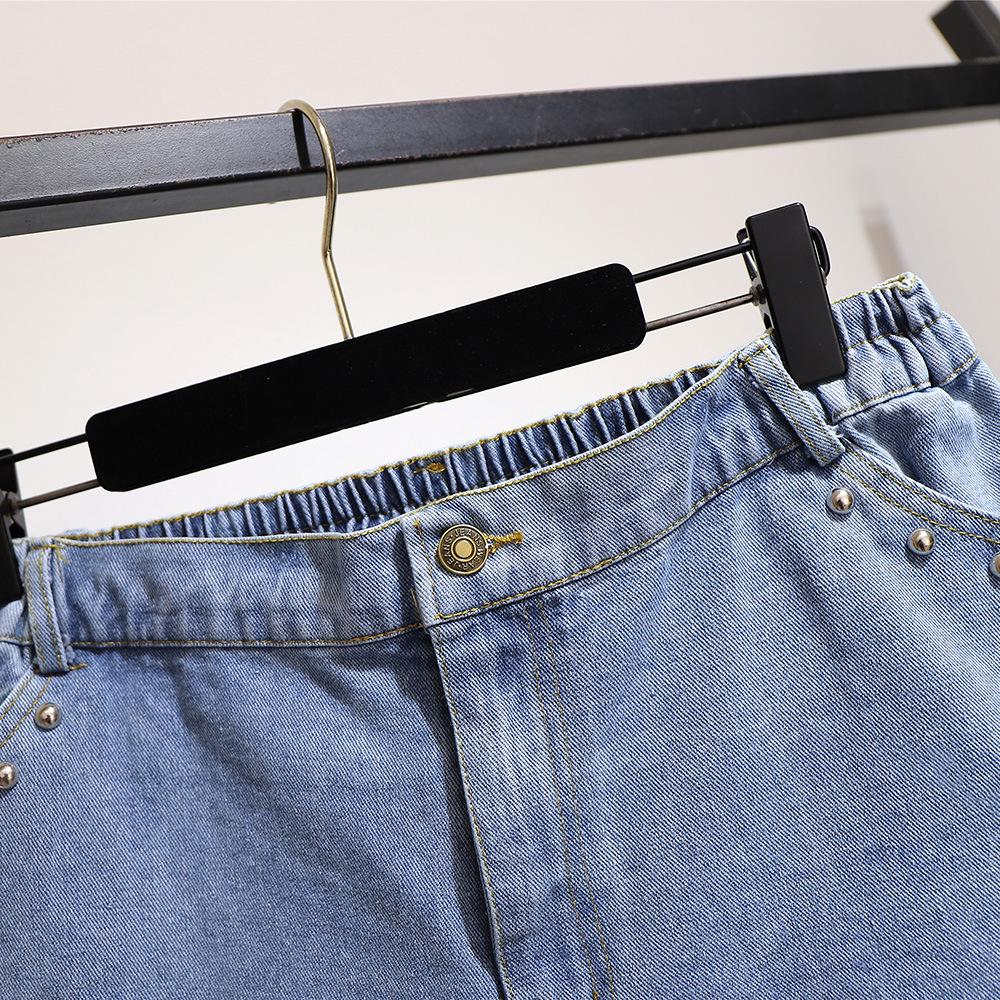 Size Hole Summer Plus Temperament Denim Shorts Womens Casual Denim Shorts Loose High Waist Jeans Shorts