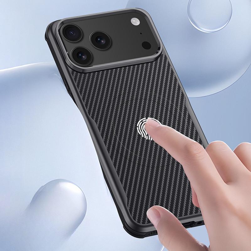 Magnetic Matte Shockproof Silicone Case For iPhone 17 Air 17Pro 16 15 14 Plus 13 Pro Max Magsafe Carbon Fibre Texture Back Cover