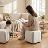 Soft Upholstered Ottoman Stool Linen Fabric Shoe Changing Stool Footrest Low Stool  Household Use