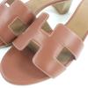 Pristine HERMES Mule Oasis H logo sandals Brown leather Women 36.5 071002Z Used