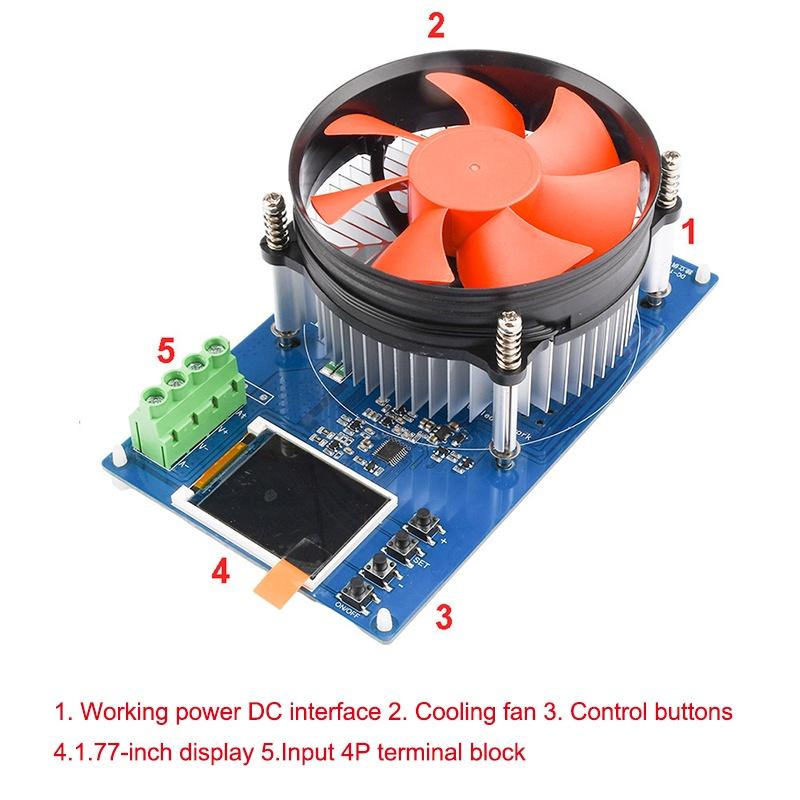 150W 20A Adjustable Constant Current Electronic Load 1.77inch TFT Color Display Adjustable Testing Module Digital Analyzer