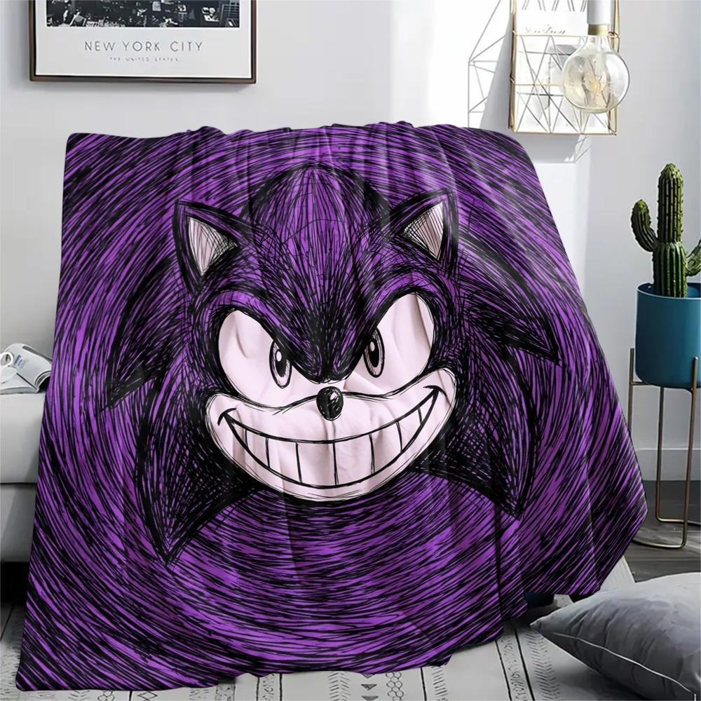 Hedgehog Sonic Print Flannel Blanket, Ultra Soft High Quality All Seasons Warm Throw, Home Decor Cozy Blanket, Perfect Christmas Gift