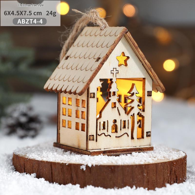 Ornamente creative pentru pomul de Crăciun: Decorațiuni casă din lemn luminoase LED