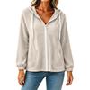 Women's Color Long Sleeve Hooded Zip-Up Jacket with Pockets for Casual Wear